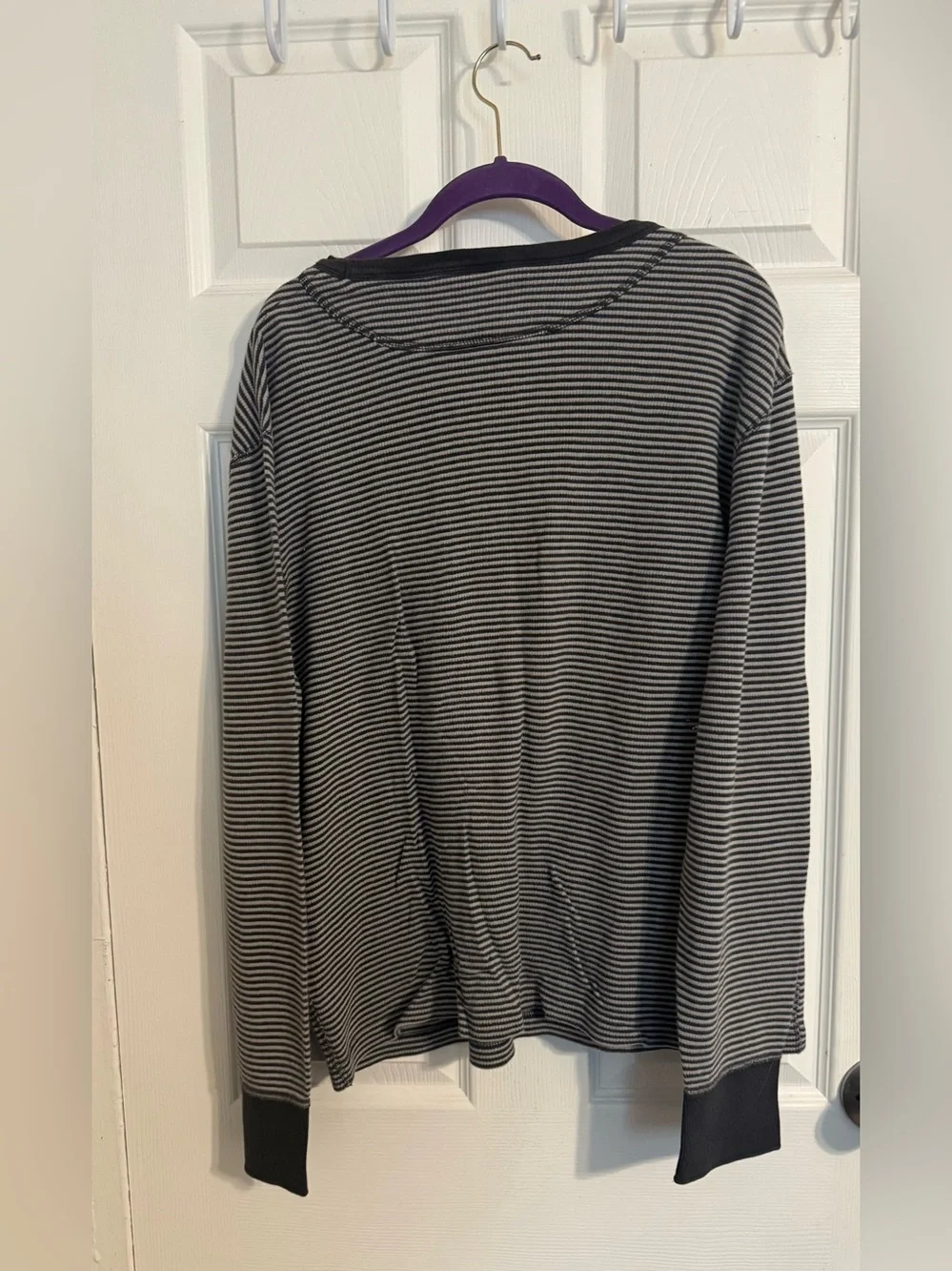 J. Crew Vintage Thermal Striped Top - Black & Gray